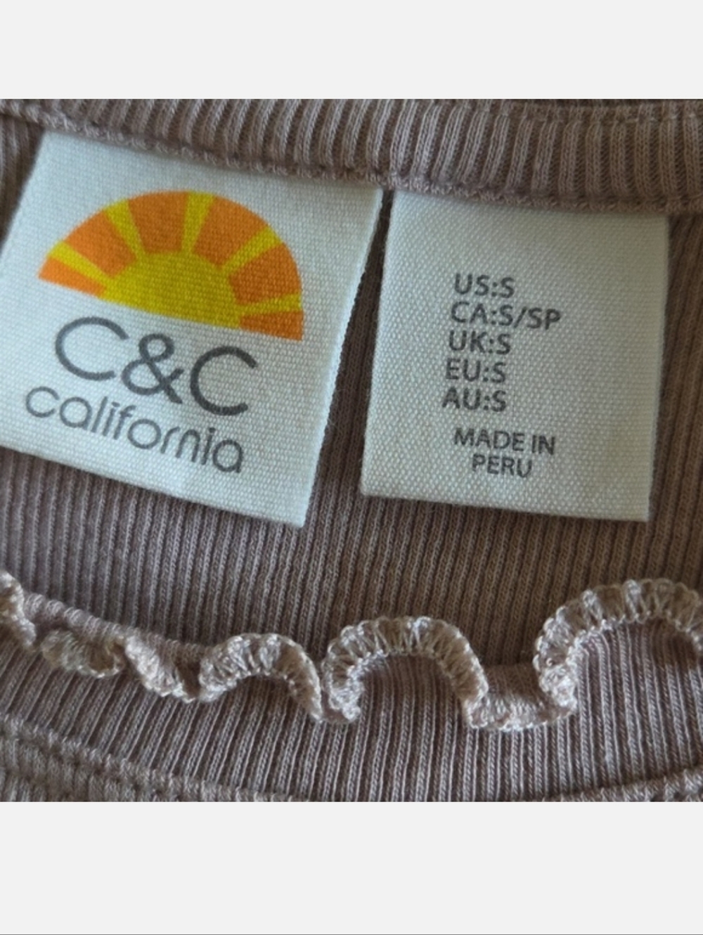 C&C California NWT Dusty Mauve Lettuce-Trim Short Sleeve Tee - Picture 5 of 7